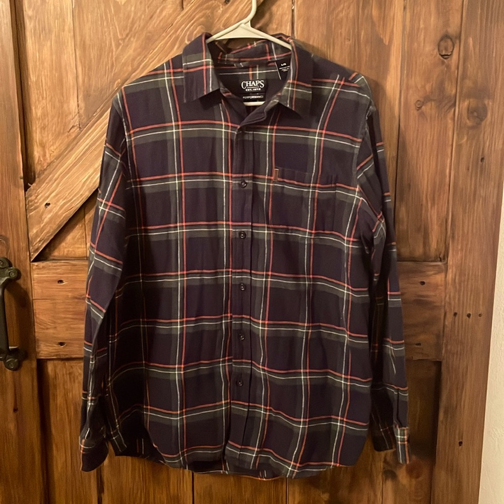 Chaps Performance Flannel Mens Large Blue